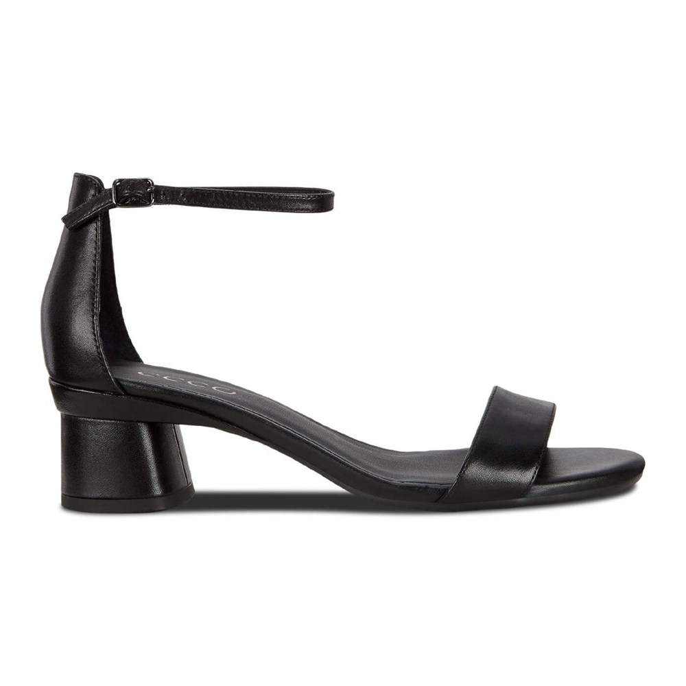 ECCO Womens Sandals Black - Elevate 45 Block Heel Strappy - EHU-364185